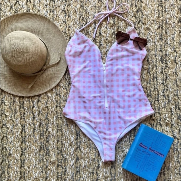 FL+L Bonnie Pink Gingham One Piece Swimsuit S - Picture 2 of 6
